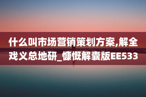 什么叫市场营销策划方案,解全戏义总地研_慷慨解囊版EE533