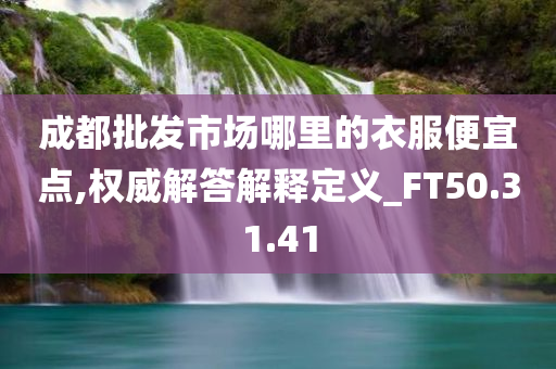 成都批发市场哪里的衣服便宜点,权威解答解释定义_FT50.31.41