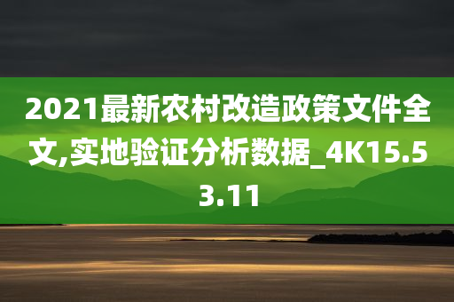 2021最新农村改造政策文件全文,实地验证分析数据_4K15.53.11