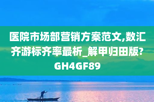 医院市场部营销方案范文,数汇齐游标齐率最析_解甲归田版?GH4GF89