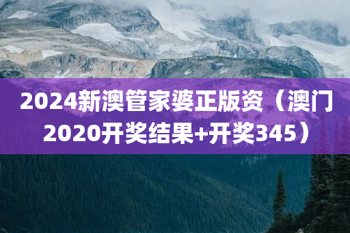 2024新澳管家婆正版资（澳门2020开奖结果+开奖345）