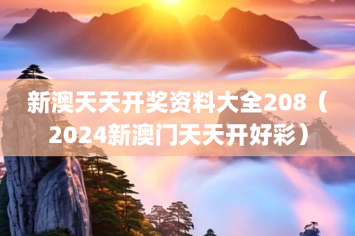 新澳天天开奖资料大全208（2024新澳门天天开好彩）