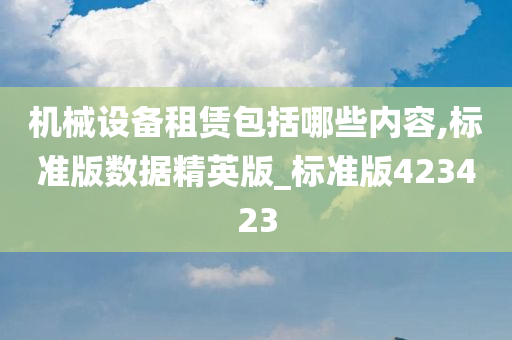 机械设备租赁包括哪些内容,标准版数据精英版_标准版423423