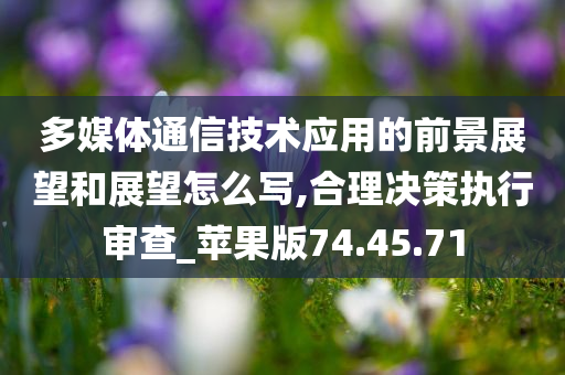 多媒体通信技术应用的前景展望和展望怎么写,合理决策执行审查_苹果版74.45.71