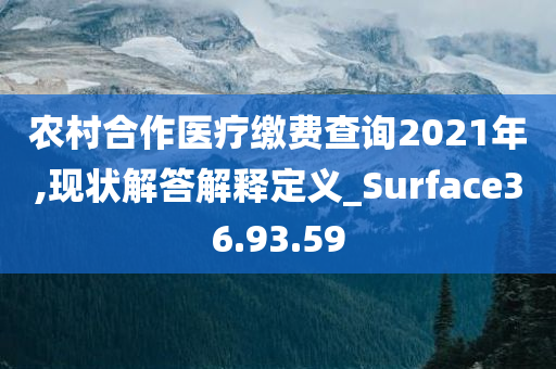 农村合作医疗缴费查询2021年,现状解答解释定义_Surface36.93.59