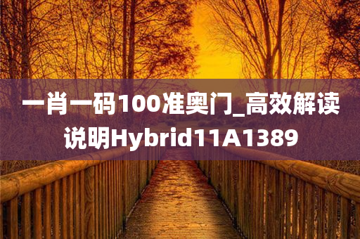 一肖一码100准奥门_高效解读说明Hybrid11A1389