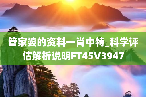 管家婆的资料一肖中特_科学评估解析说明FT45V3947