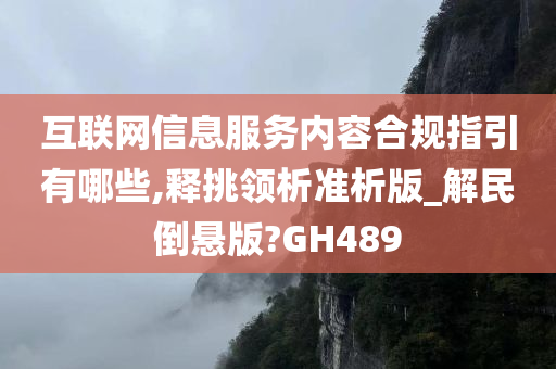 互联网信息服务内容合规指引有哪些,释挑领析准析版_解民倒悬版?GH489