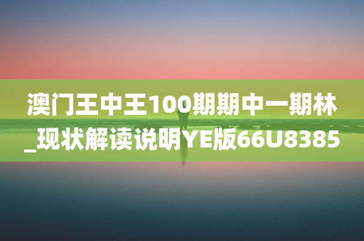 澳门王中王100期期中一期林_现状解读说明YE版66U8385