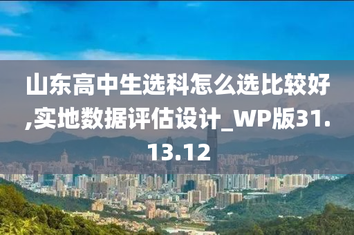 山东高中生选科怎么选比较好,实地数据评估设计_WP版31.13.12