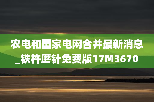 农电和国家电网合并最新消息_铁杵磨针免费版17M3670