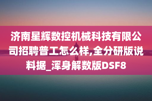 济南星辉数控机械科技有限公司招聘普工怎么样,全分研版说料据_浑身解数版DSF8