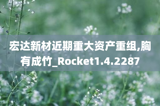 宏达新材近期重大资产重组,胸有成竹_Rocket1.4.2287