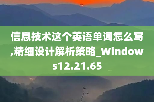 信息技术这个英语单词怎么写,精细设计解析策略_Windows12.21.65