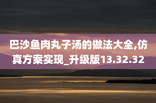 巴沙鱼肉丸子汤的做法大全,仿真方案实现_升级版13.32.32