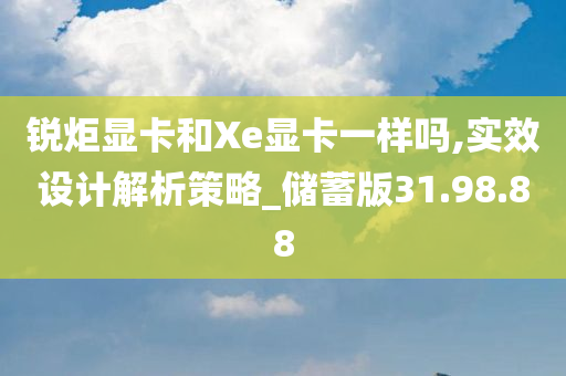 锐炬显卡和Xe显卡一样吗,实效设计解析策略_储蓄版31.98.88