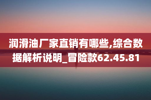 润滑油厂家直销有哪些,综合数据解析说明_冒险款62.45.81