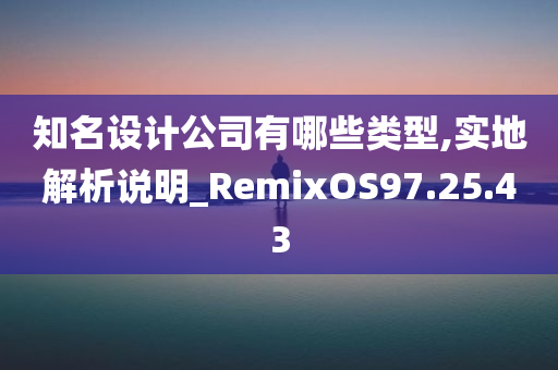 知名设计公司有哪些类型,实地解析说明_RemixOS97.25.43