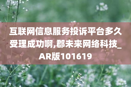 互联网信息服务投诉平台多久受理成功啊,郡未来网络科技_AR版101619