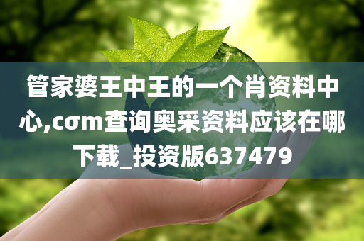 管家婆王中王的一个肖资料中心,cσm查询奥采资料应该在哪下载_投资版637479