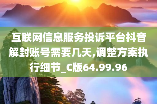 互联网信息服务投诉平台抖音解封账号需要几天,调整方案执行细节_C版64.99.96