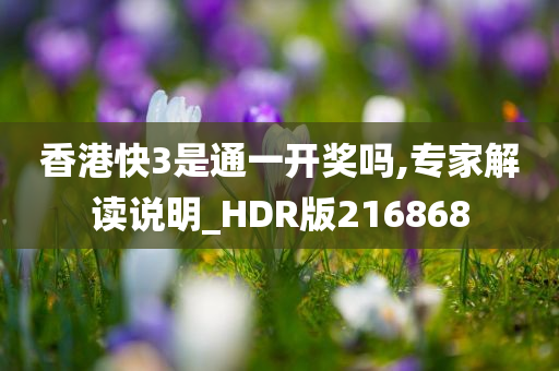 香港快3是通一开奖吗,专家解读说明_HDR版216868