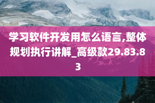 学习软件开发用怎么语言,整体规划执行讲解_高级款29.83.83