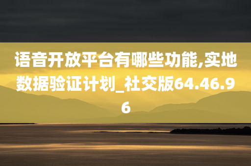 语音开放平台有哪些功能,实地数据验证计划_社交版64.46.96