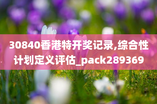 30840香港特开奖记录,综合性计划定义评估_pack289369