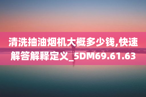 清洗抽油烟机大概多少钱,快速解答解释定义_5DM69.61.63