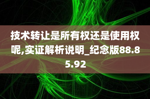 技术转让是所有权还是使用权呢,实证解析说明_纪念版88.85.92