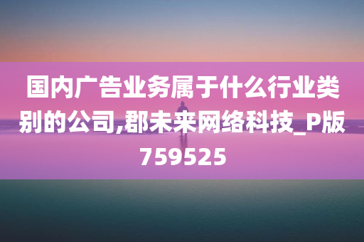 国内广告业务属于什么行业类别的公司,郡未来网络科技_P版759525