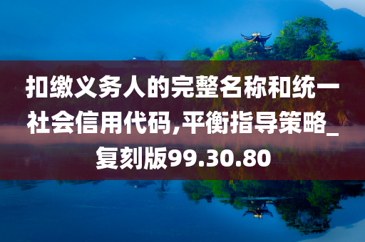 扣缴义务人的完整名称和统一社会信用代码,平衡指导策略_复刻版99.30.80