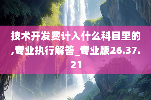 技术开发费计入什么科目里的,专业执行解答_专业版26.37.21