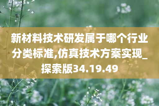 新材料技术研发属于哪个行业分类标准,仿真技术方案实现_探索版34.19.49