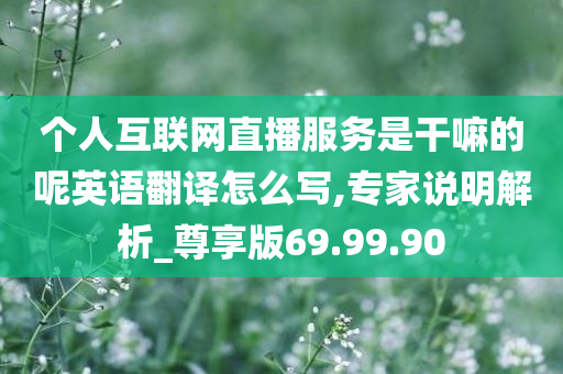 个人互联网直播服务是干嘛的呢英语翻译怎么写,专家说明解析_尊享版69.99.90