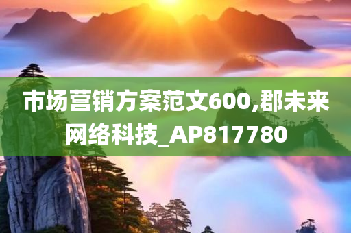 市场营销方案范文600,郡未来网络科技_AP817780