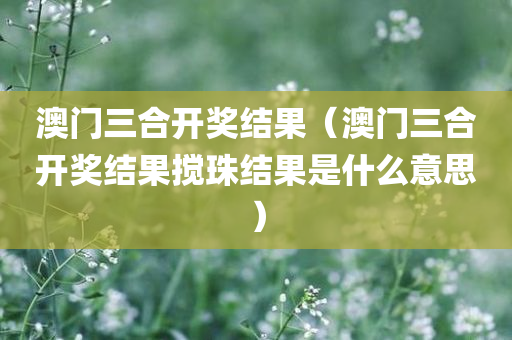 澳门三合开奖结果（澳门三合开奖结果搅珠结果是什么意思）