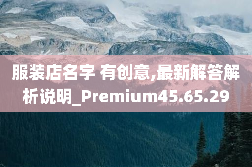 服装店名字 有创意,最新解答解析说明_Premium45.65.29