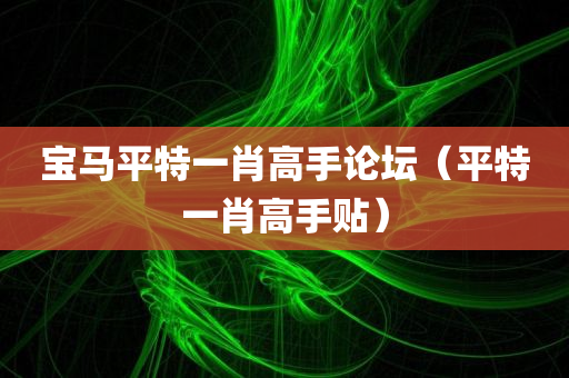 宝马平特一肖高手论坛（平特一肖高手贴）