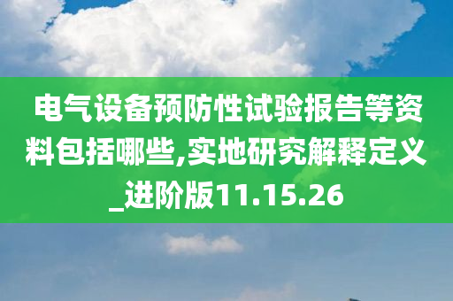 电气设备预防性试验报告等资料包括哪些,实地研究解释定义_进阶版11.15.26