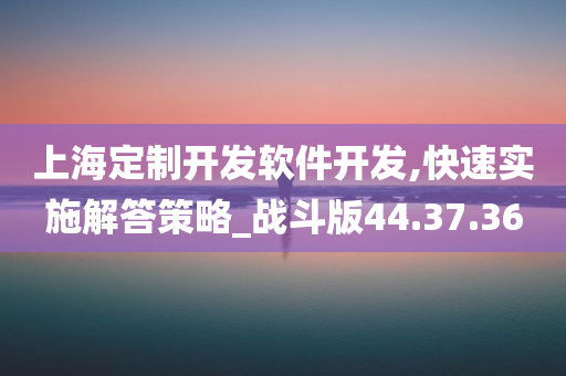 上海定制开发软件开发,快速实施解答策略_战斗版44.37.36