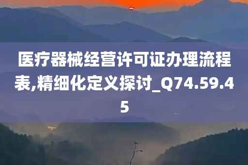 医疗器械经营许可证办理流程表,精细化定义探讨_Q74.59.45