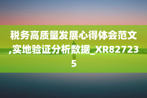 税务高质量发展心得体会范文,实地验证分析数据_XR827235