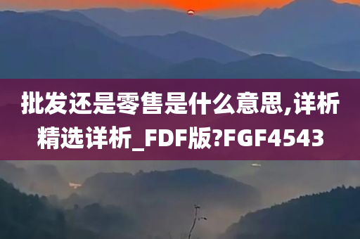 批发还是零售是什么意思,详析精选详析_FDF版?FGF4543