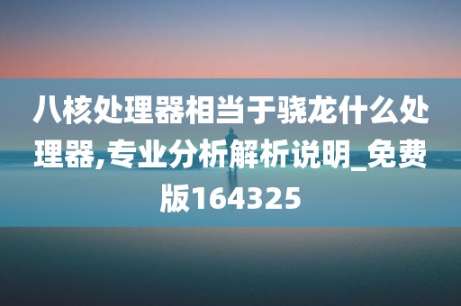 八核处理器相当于骁龙什么处理器,专业分析解析说明_免费版164325