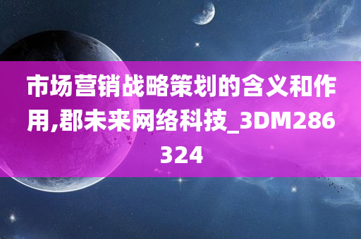 市场营销战略策划的含义和作用,郡未来网络科技_3DM286324