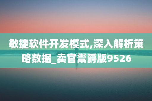 敏捷软件开发模式,深入解析策略数据_卖官鬻爵版9526