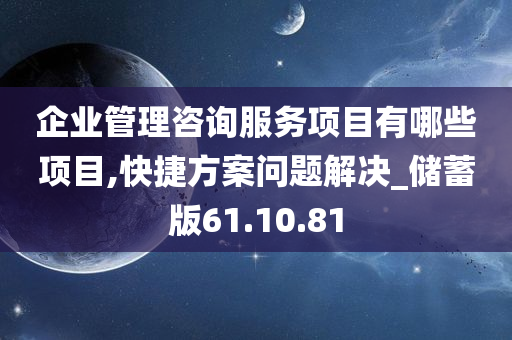 企业管理咨询服务项目有哪些项目,快捷方案问题解决_储蓄版61.10.81