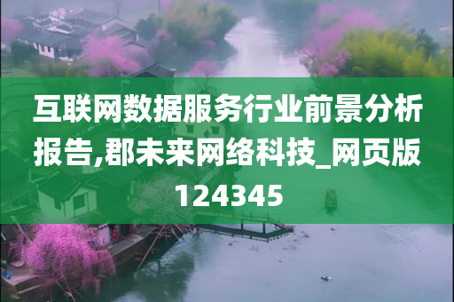 互联网数据服务行业前景分析报告,郡未来网络科技_网页版124345